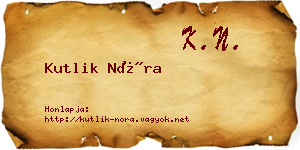 Kutlik Nóra névjegykártya